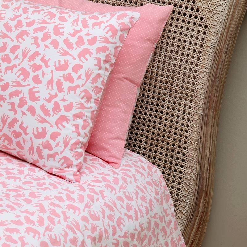 Safari Pink Single And Cot Duvet Cover Set By Em&Lu